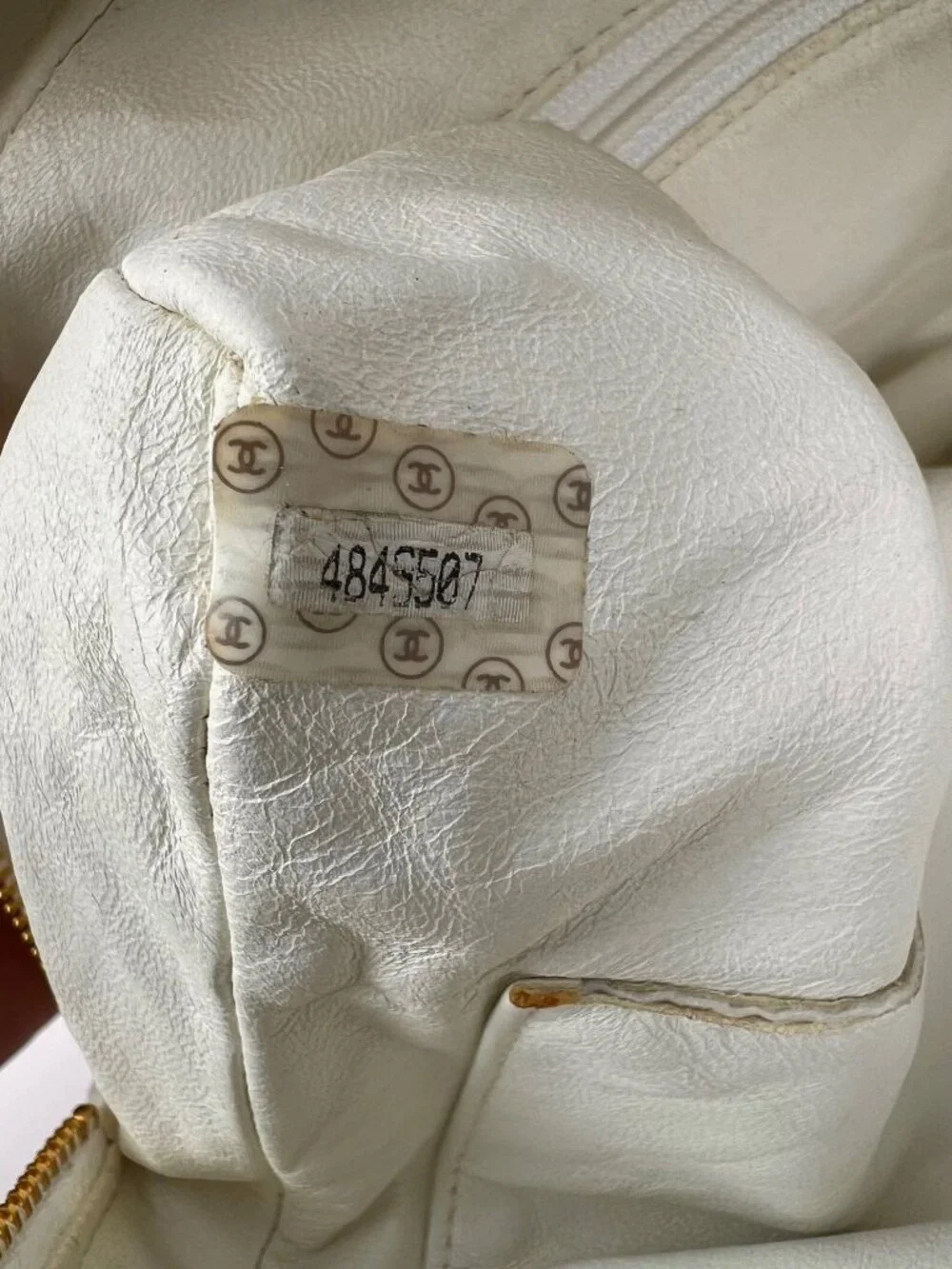 Chanel Matelasse Logo Ivory Cotton Canvas Vintage Hand Bag